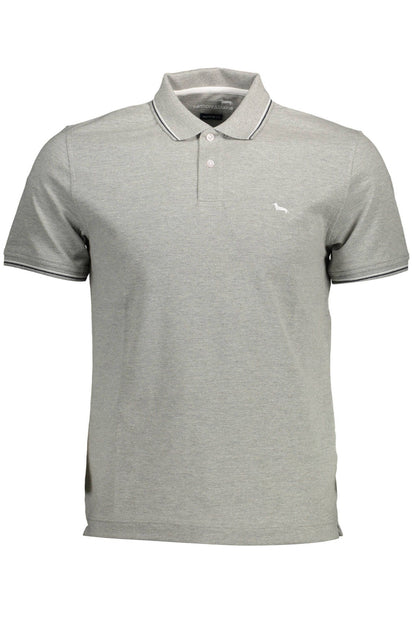 Gray Cotton Men Polo Shirt