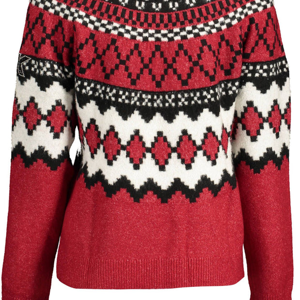 Red Polyester Women Sweater