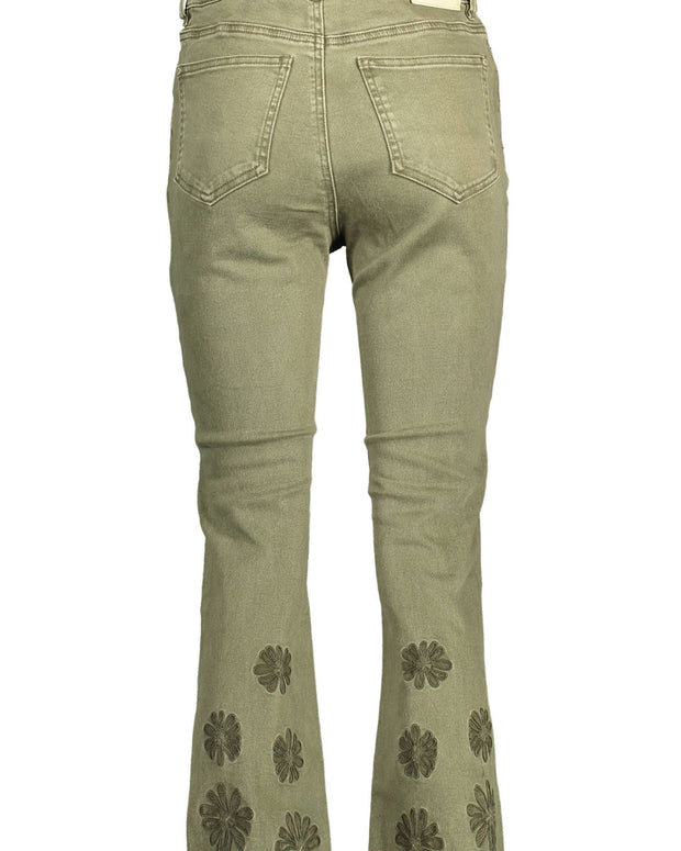 Green Cotton Women Jeans