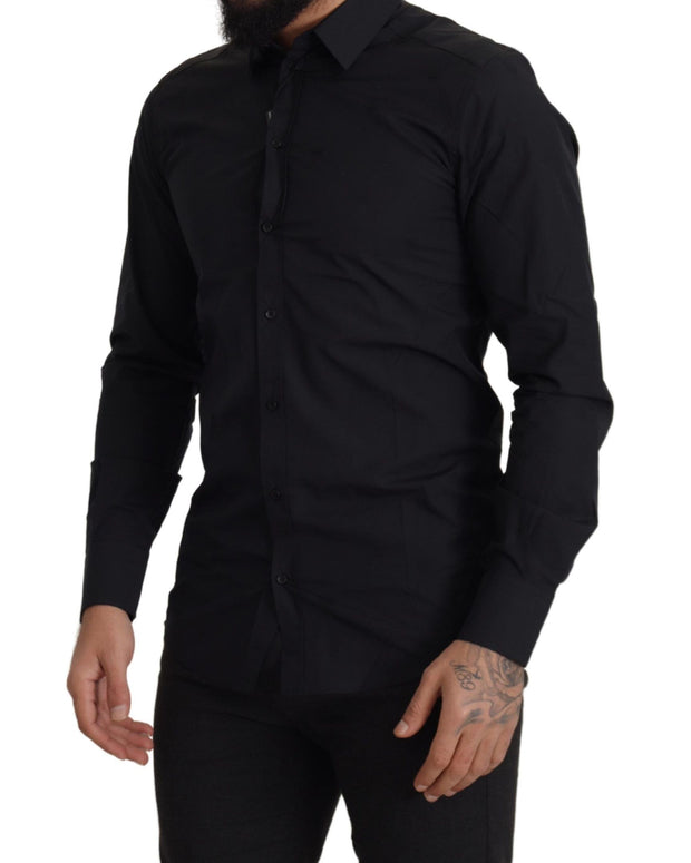 Black Cotton GOLD Slim Fit Dress Shirt