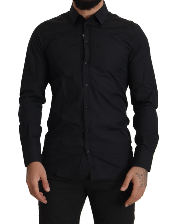 Black Cotton GOLD Slim Fit Dress Shirt