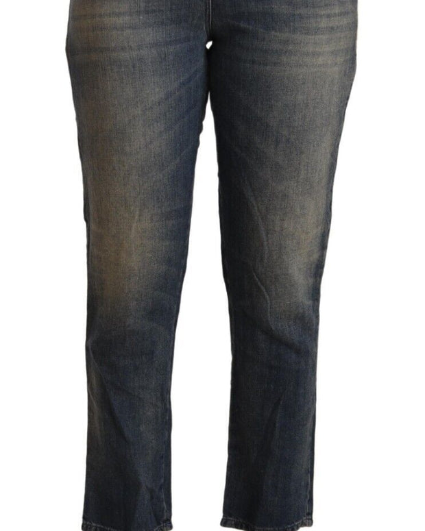 Blue Washed Cotton Cropped Capri Women Denim Jeans