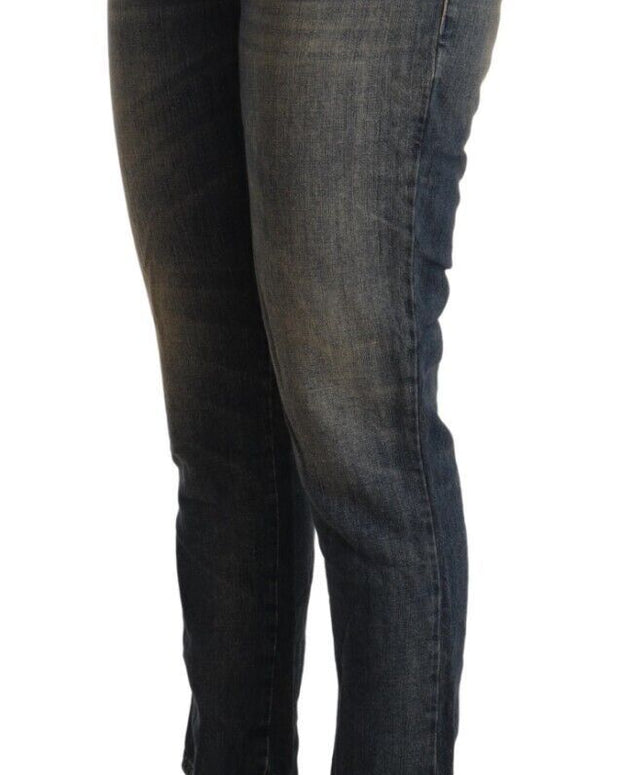 Blue Washed Cotton Cropped Capri Women Denim Jeans