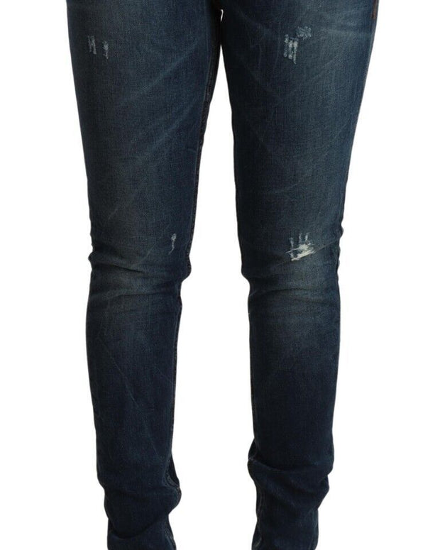 Blue Washed Low Waist Slim Fit Denim Jeans