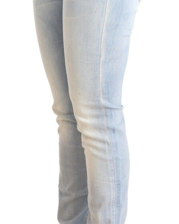 Light Blue Washed Cotton Low Waist Skinny Denim Jeans