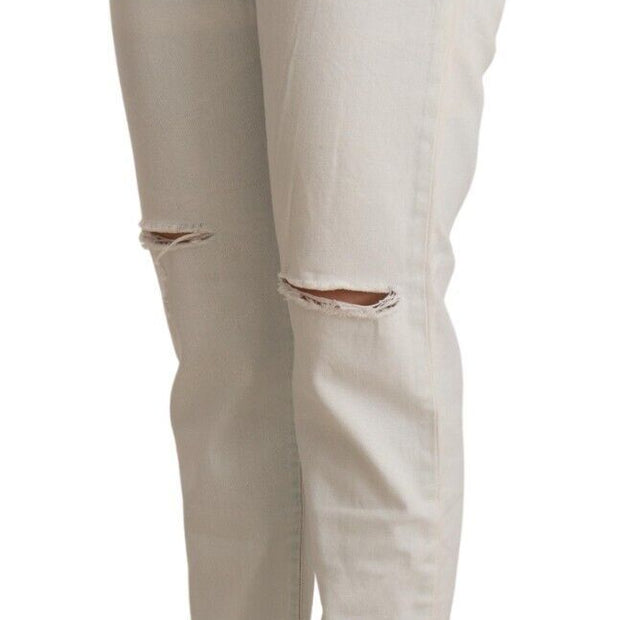 White Mid Waist Skinny Denim Jeans