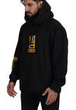 Black Cotton Hooded DG Shield Pullover Sweater