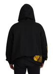 Black Cotton Hooded DG Shield Pullover Sweater