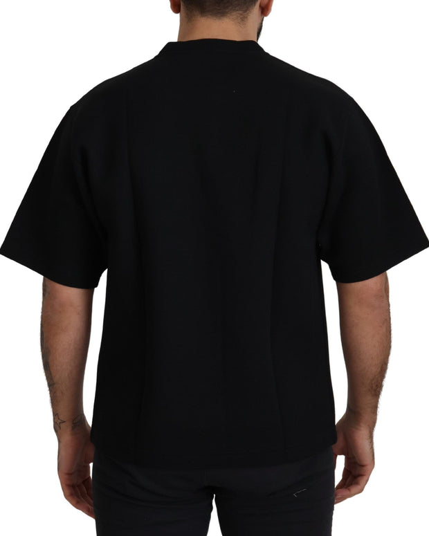 Black Logo Cotton Crewneck T-shirt