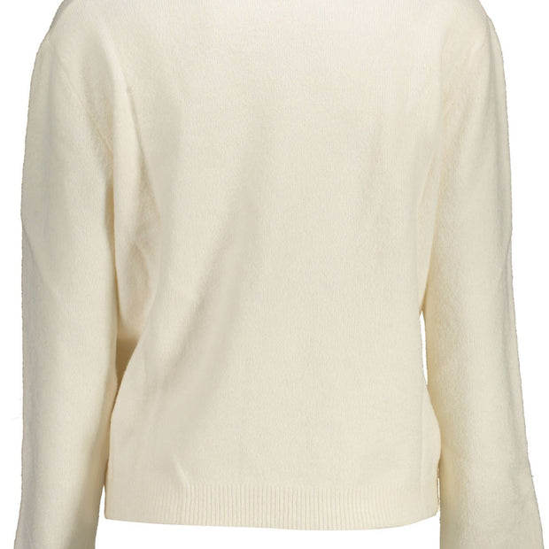 White Acrylic Women Turtleneck Sweater