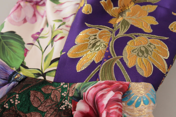 Dress Midi Patchwork Floral Jaquard Silk