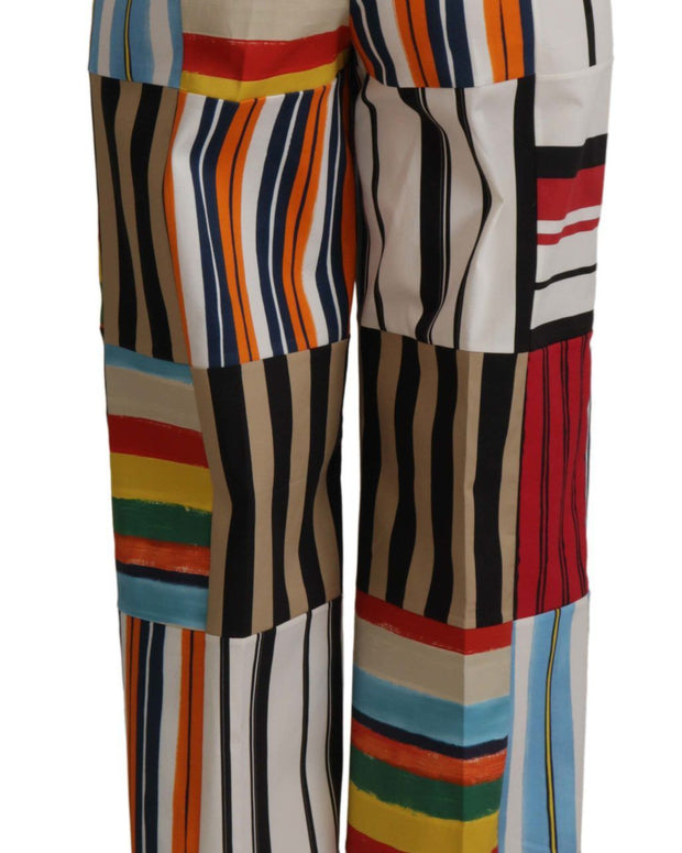 Multicolor Striped High Waist Cotton Pants