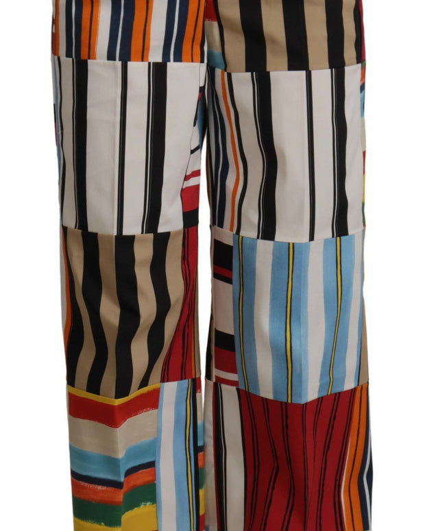 Multicolor Striped High Waist Cotton Pants