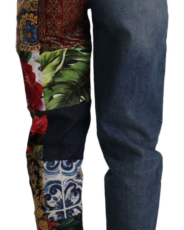 Blue Jeans Jacquard Majolica High Waist Pants