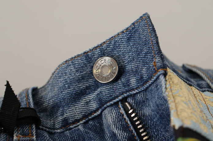 Blue Jeans Jacquard Majolica High Waist Pants