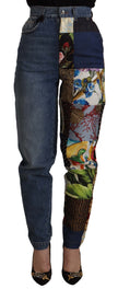 Blue Jeans Jacquard Majolica High Waist Pants