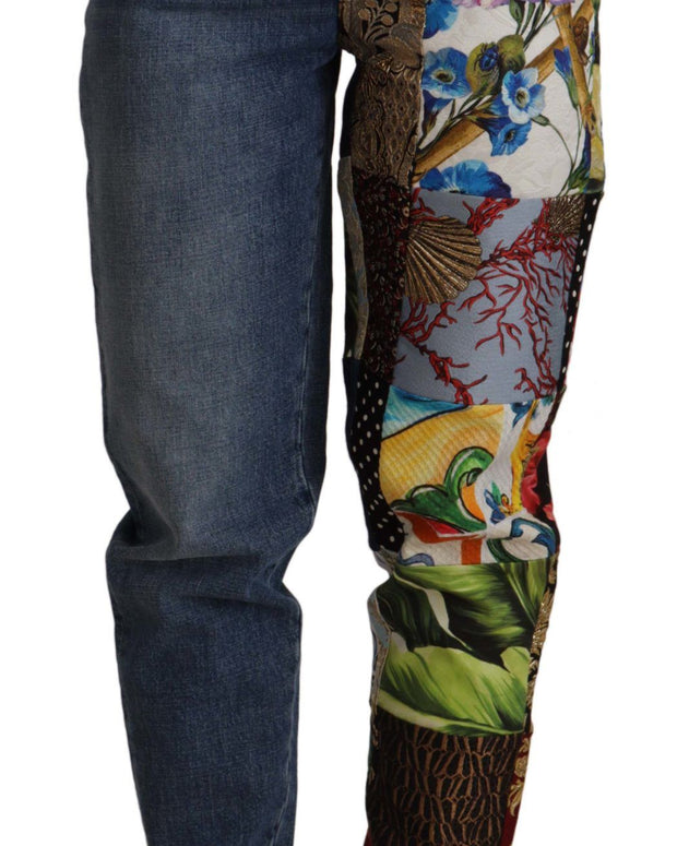 Blue Jeans Jacquard Majolica High Waist Pants