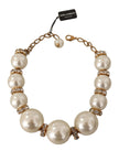 Elegant Faux Pearl Charm Necklace with Crystal Accents