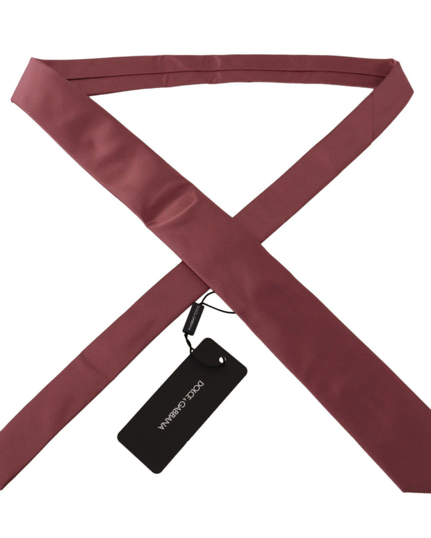 Pink Solid Print Silk Adjustable Necktie Accessory Tie