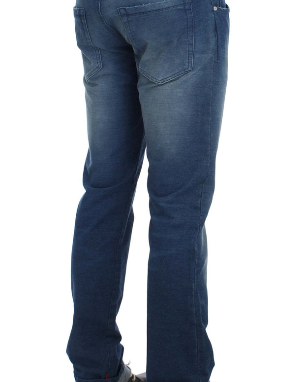 Blue Wash Denim Cotton Stretch Slim Fit Jeans
