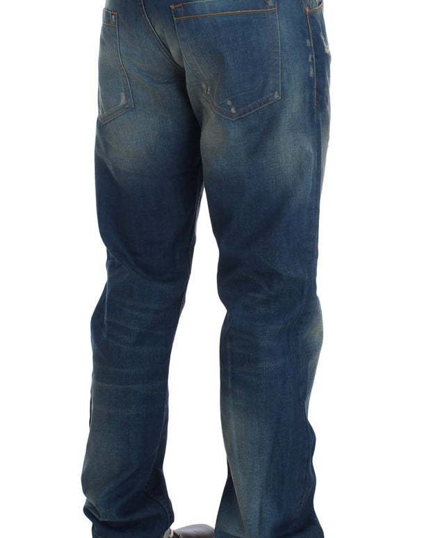 Blue Wash Denim Cotton Stretch Baggy Fit Jeans