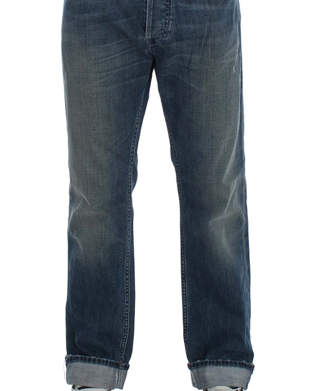 Blue Wash Cotton Denim Regular Fit Jeans