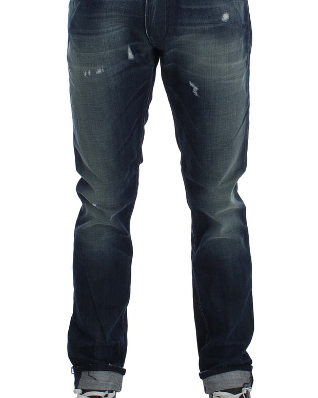 Blue Wash Cotton Denim Slim Fit Jeans