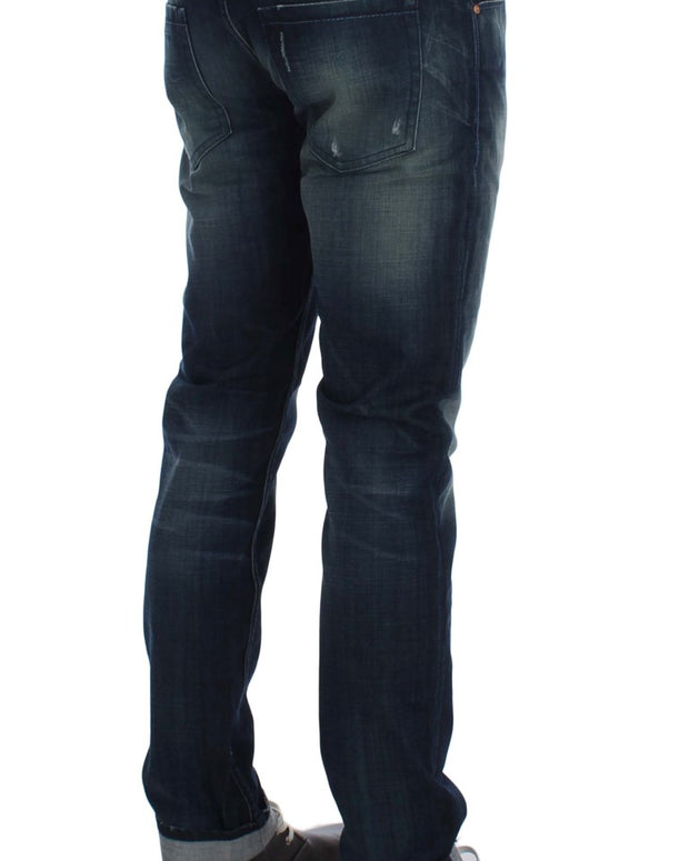 Blue Wash Cotton Denim Slim Fit Jeans