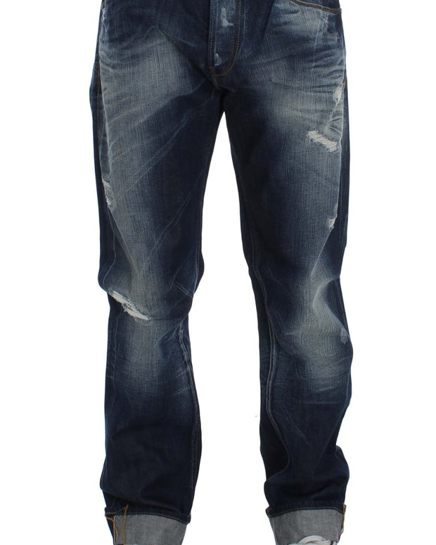 Blue Wash Cotton Denim Regular Fit Jeans