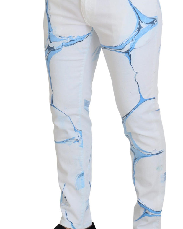White Blue Denim Cotton Jeans Stretch Skinny Fit Pant