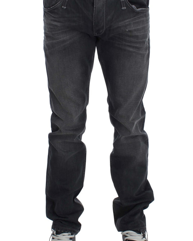 Gray Cotton Regular Low Fit Jeans