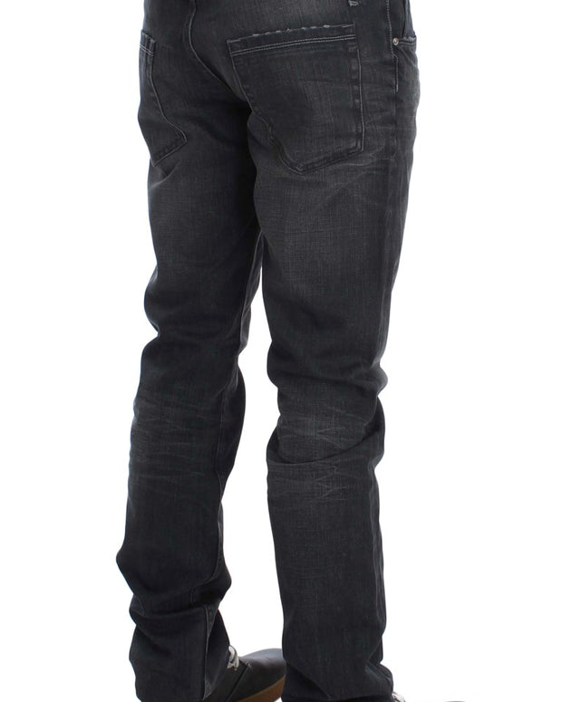 Gray Cotton Regular Low Fit Jeans