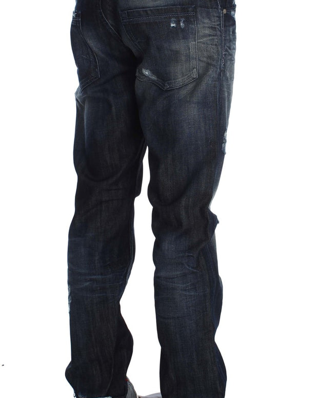 Blue Cotton Regular Straight Fit Jeans