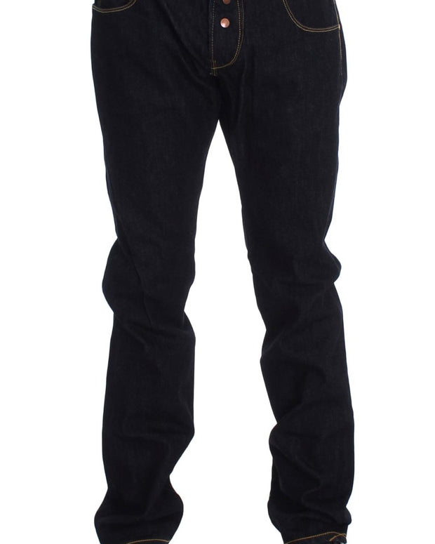 Blue Cotton Regular Straight Fit Jeans
