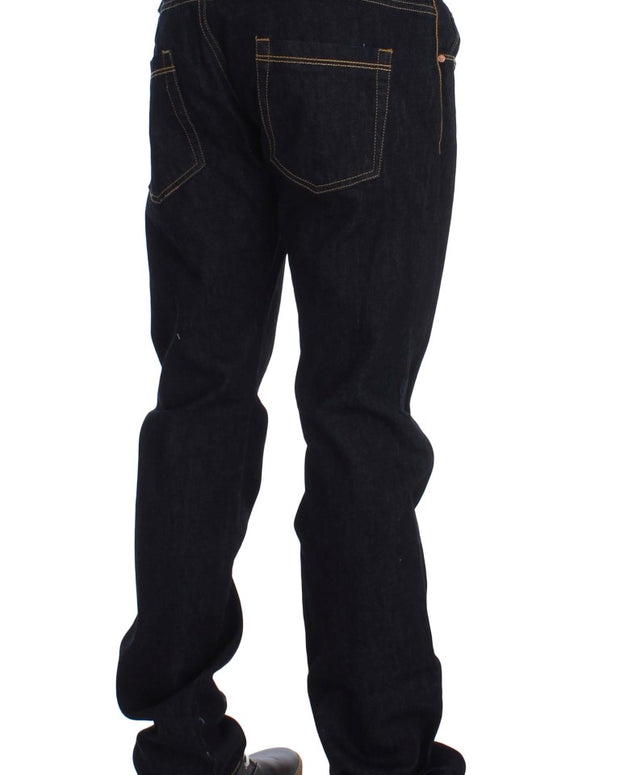 Blue Cotton Regular Straight Fit Jeans