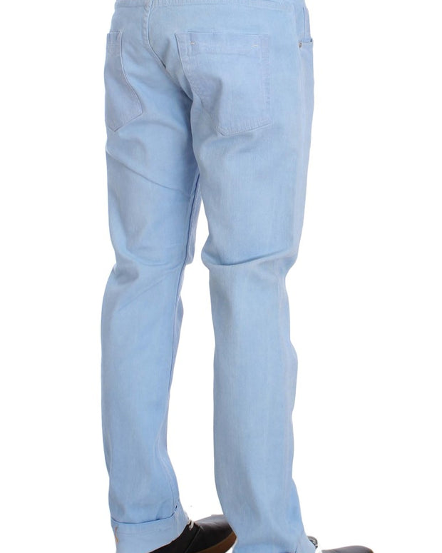Blue Cotton Stretch Low Waist Fit Jeans