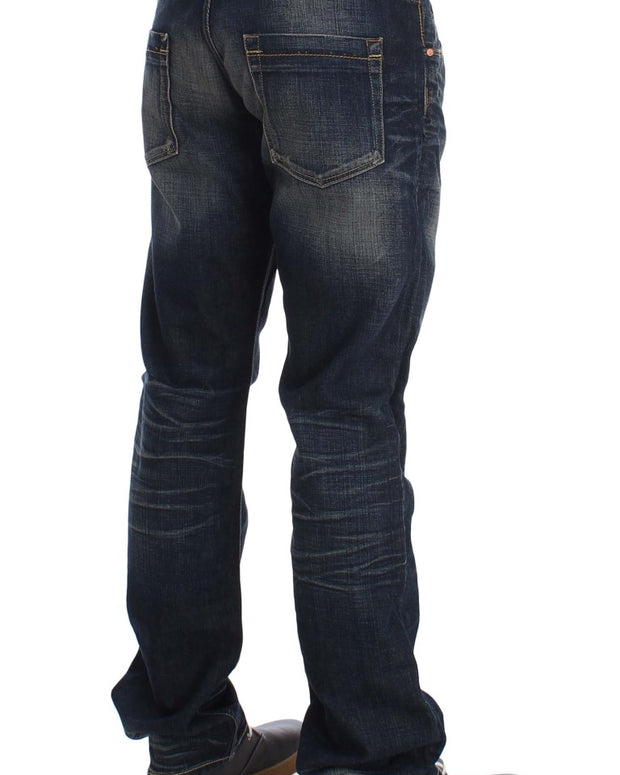 Blue Wash Straight Fit Low Waist Jeans