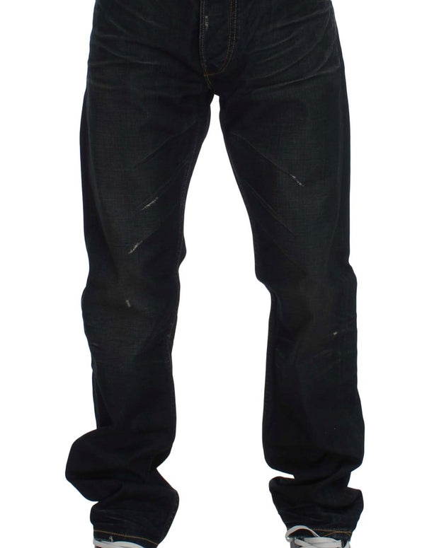 Blue Wash Cotton Denim Straight Fit Jeans