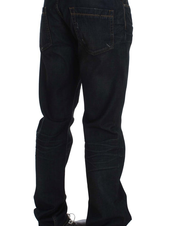 Blue Wash Cotton Denim Straight Fit Jeans