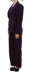 Elegant Purple Wool Blend Three Piece Suit Set