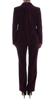 Elegant Purple Wool Blend Three Piece Suit Set