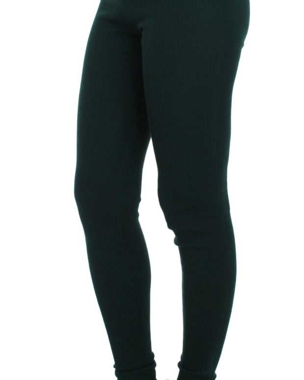 Green Cashmere Stretch Tights Pants
