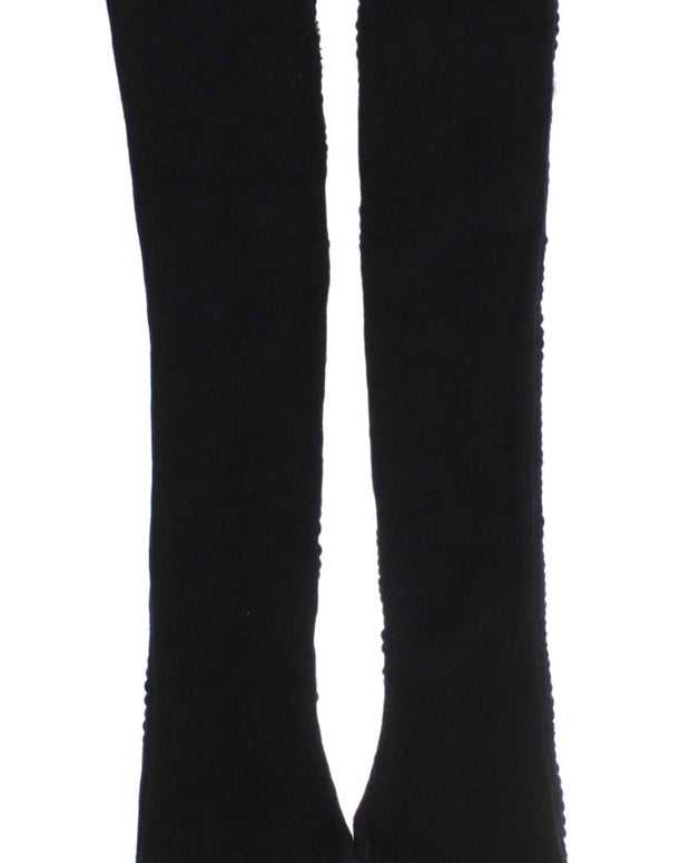 Black Cashmere Sequined Finger Less Gloves