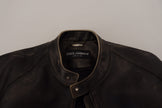 Black Leather Zipper Biker Coat Jacket