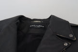 Black Leather Biker Coat Zipper Jacket