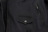 Black Leather Biker Coat Zipper Jacket