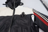 Black Leather Hooded Blouson Coat Jacket