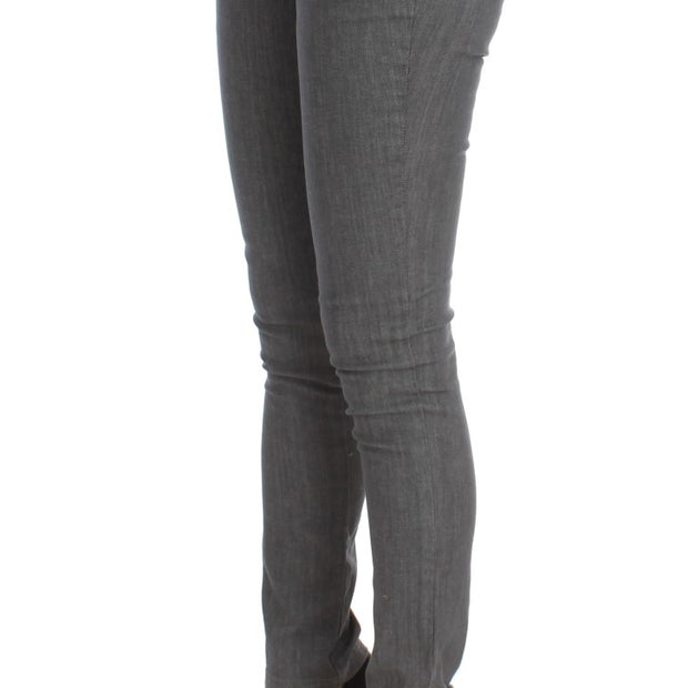 Chic Gray Slim-Fit Designer Jeans