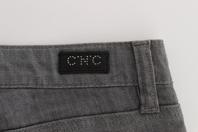 Chic Gray Slim-Fit Designer Jeans