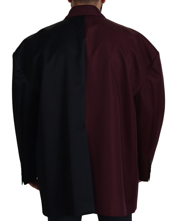 Bordeaux Polyester Double Breasted Jacket